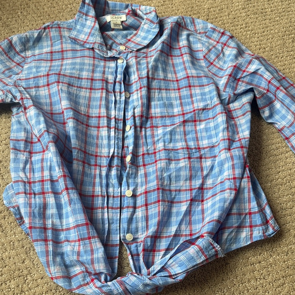 J. Crew Women’s Red and Blue Checkered Shirt